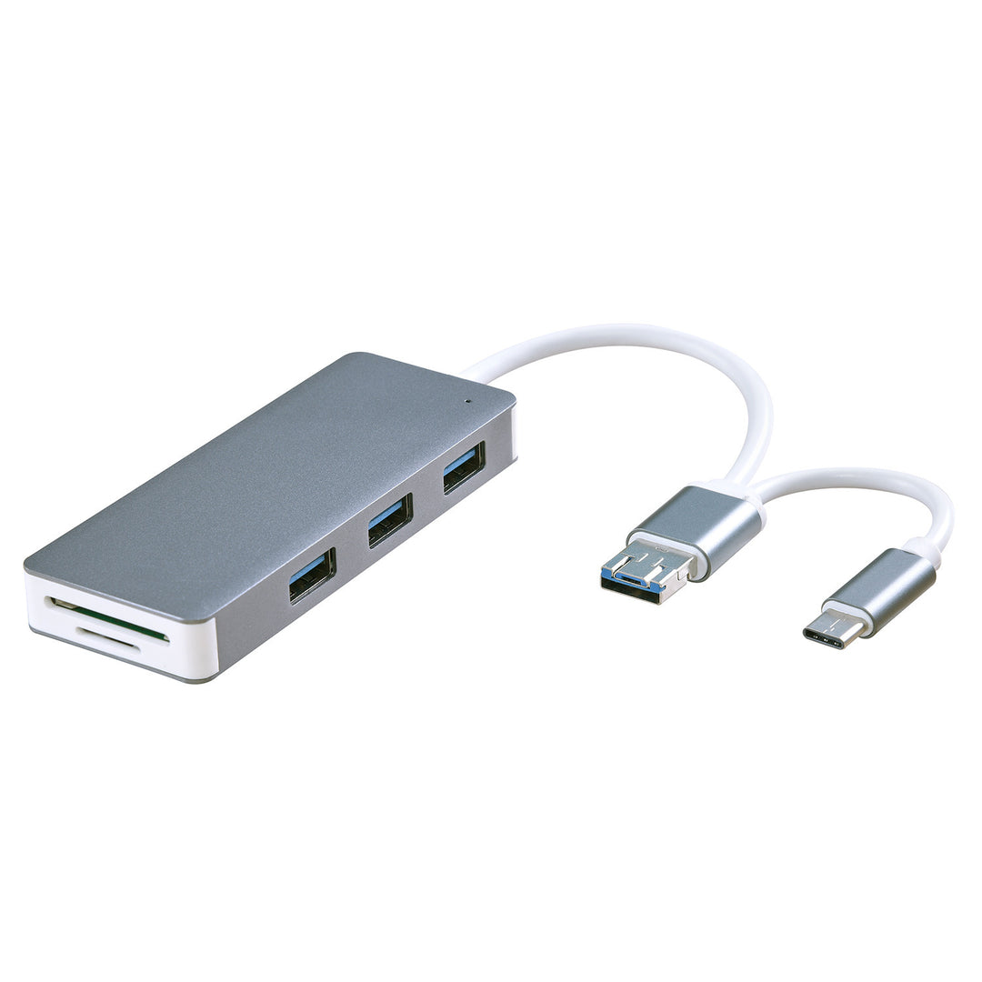 USB 3.0 High-Speed Type-C, Micro, & A Hub SD Card Reader - Multi-Function Expansion for Seamless Connectivity