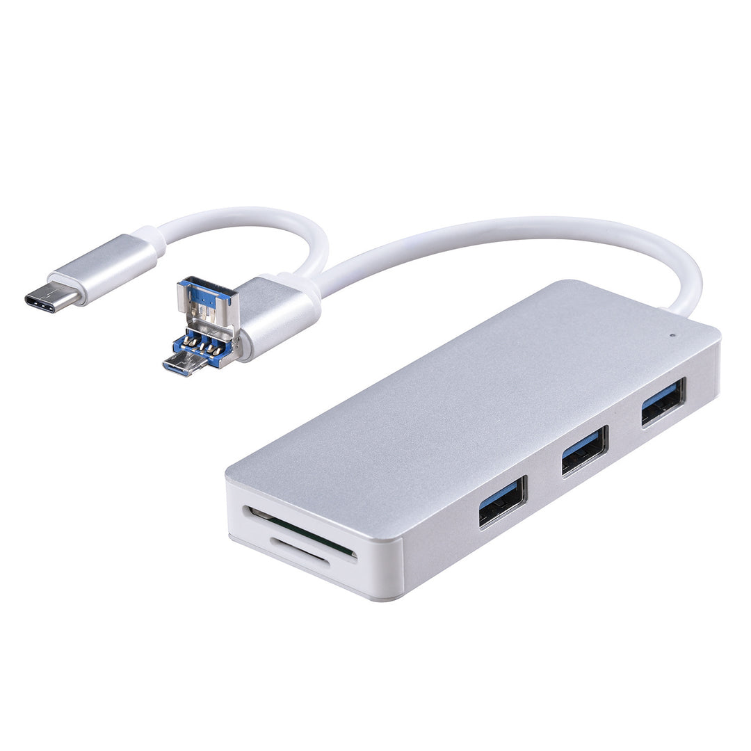 USB 3.0 High-Speed Type-C, Micro, & A Hub SD Card Reader - Multi-Function Expansion for Seamless Connectivity