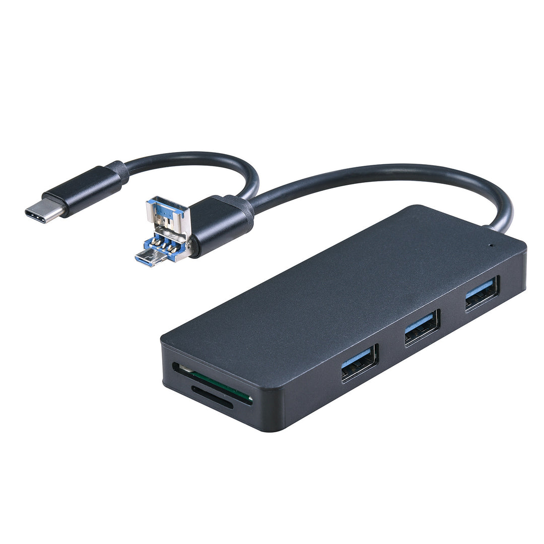 USB 3.0 High-Speed Type-C, Micro, & A Hub SD Card Reader - Multi-Function Expansion for Seamless Connectivity