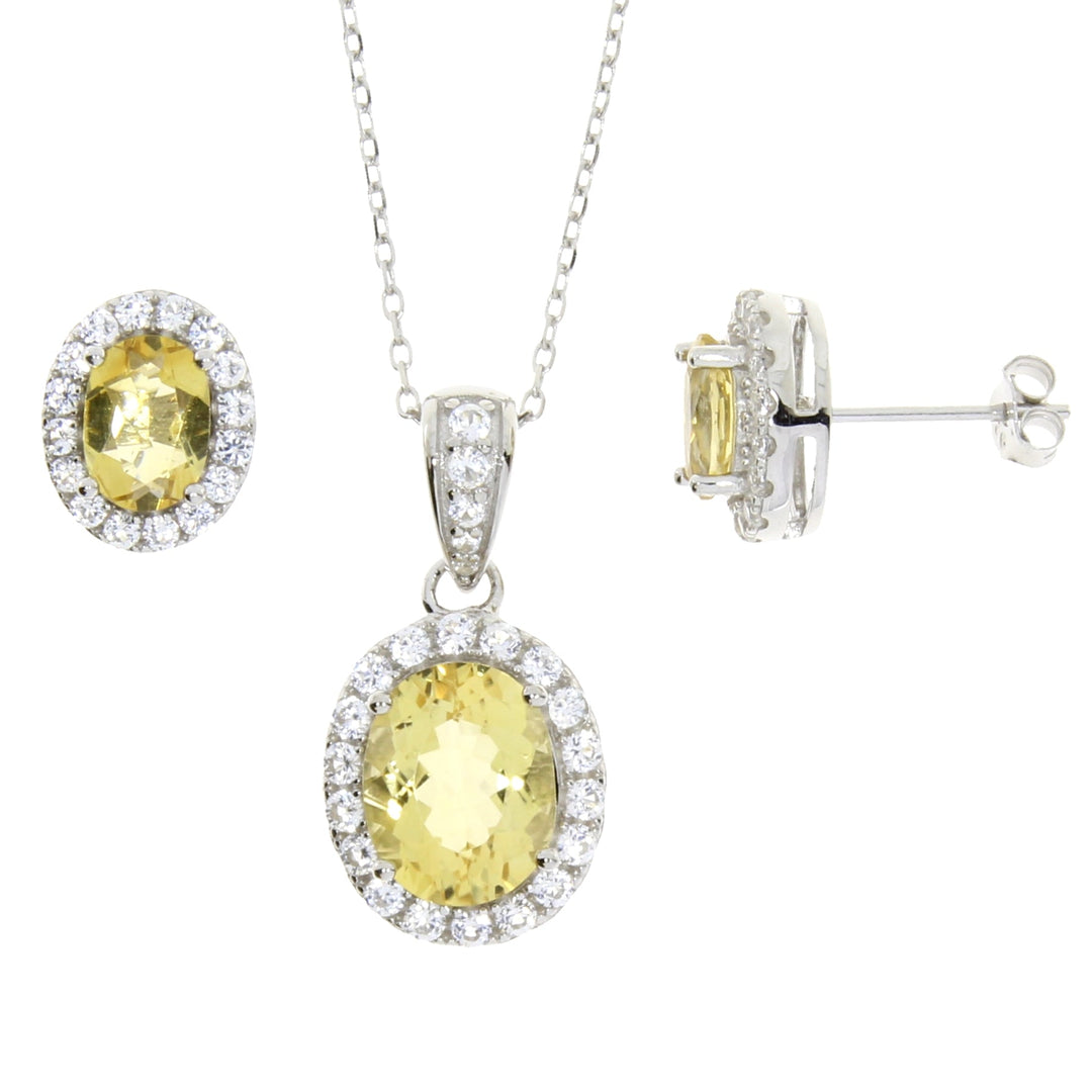 Citrine Created Sapphire Jewelry sets Sterling Silver