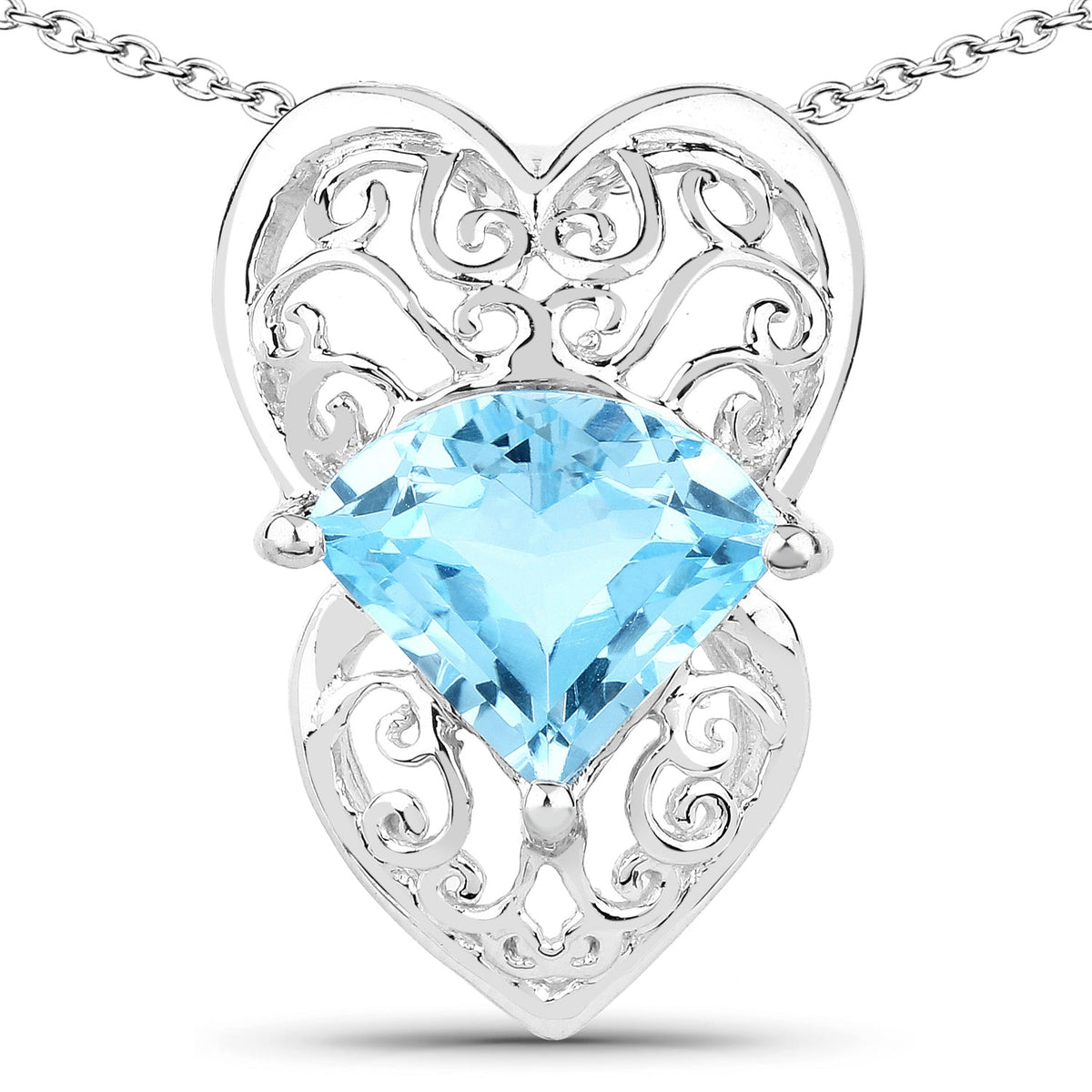 Colgante de plata de ley .925 con topacio azul suizo auténtico de 4,65 quilates