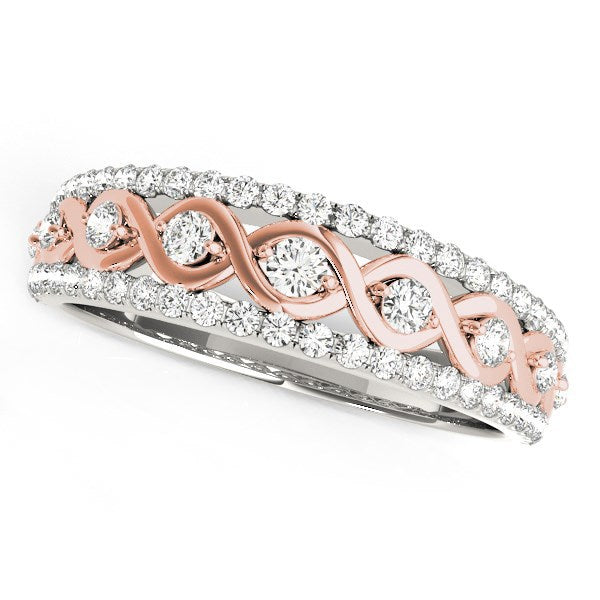 Anillo de oro blanco y rosa de 14 quilates con diamantes infinitos (3/8 quilates en total)