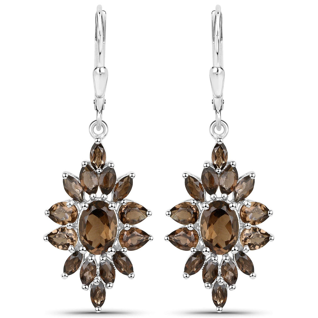 16.36 Carat Genuine Smoky Quartz .925 Sterling Silver 3 Piece Jewelry Set (Ring, Earrings, and Pendant w/ Chain)
