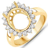 0.54 Carat Genuine White Diamond 14K Yellow Gold Semi Mount Ring - holds 11x9mm Oval Gemstone