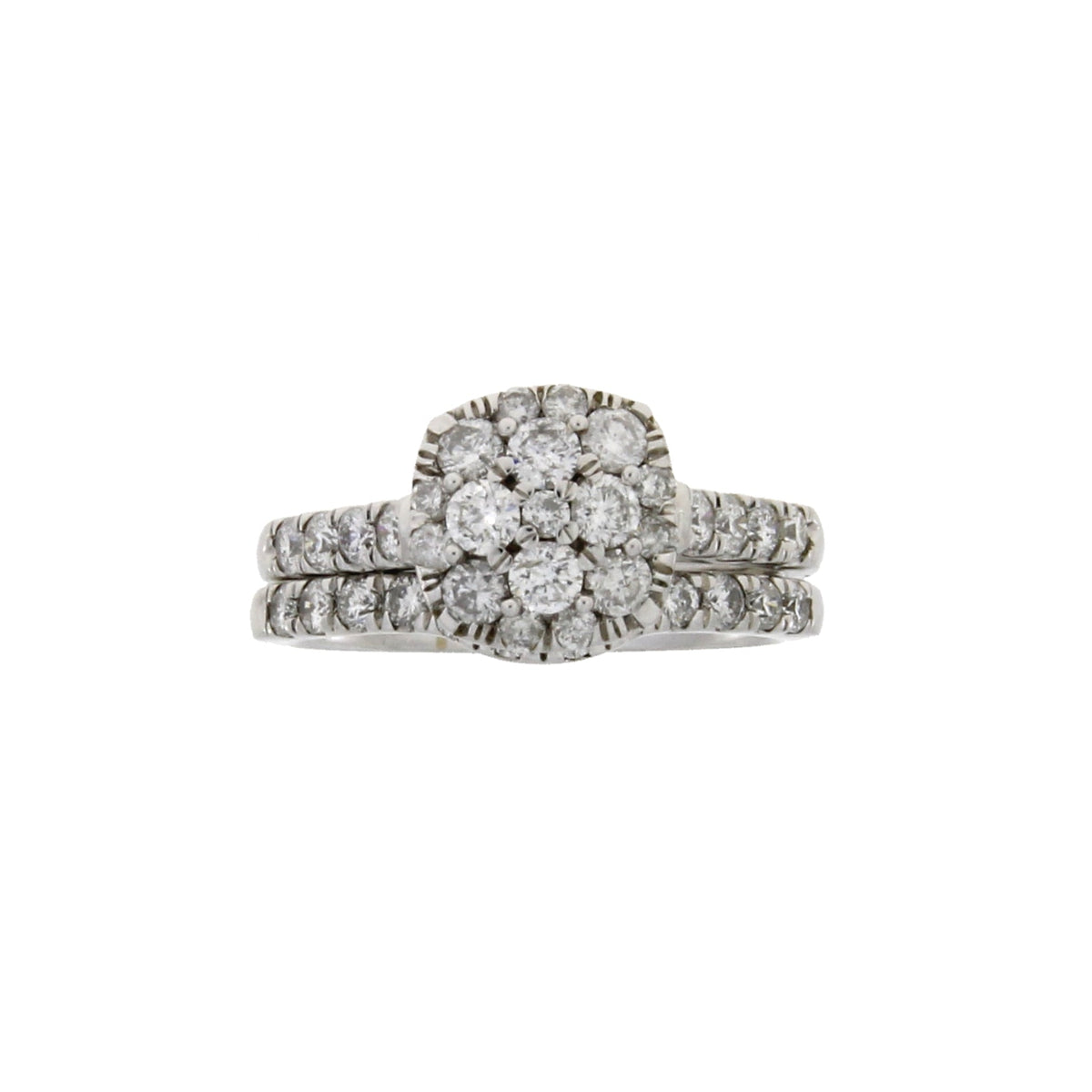 Juego de anillo de compromiso de diamante de 1,30 ct, oro blanco de 10 quilates
