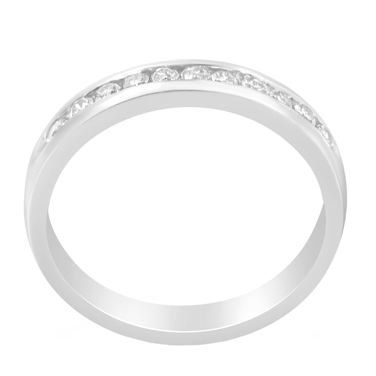 Anillo de boda clásico de oro blanco de 18 K, 1/4 Cttw, con diamantes redondos talla brillante engastados en canal, 11 piedras (color E-F, claridad I1-I2) - Talla 5
