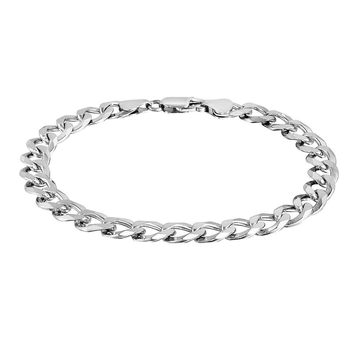 Pulsera de eslabones estilo cubana de plata de ley con baño de rodio de 8,4 mm