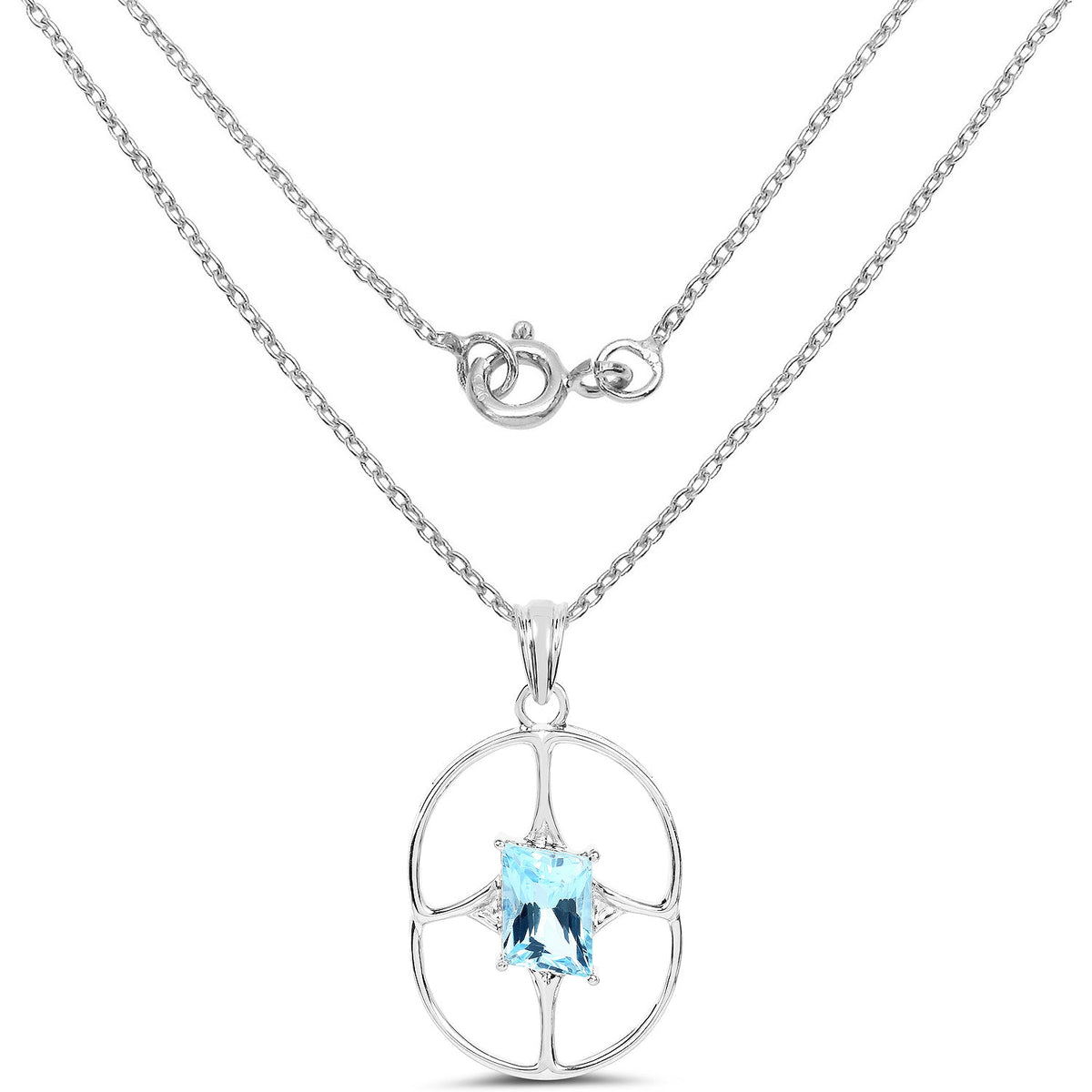 Dije de 5.26 quilates de topacio azul suizo auténtico y plata de ley .925