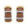 18K Yellow and White Gold Flash Plated .925 Sterling Silver Clear Brown Enamel 9/10 Cttw Round Diamonds Huggie Hoop Earrings (F-G Color, VS1-VS2 Clarity)