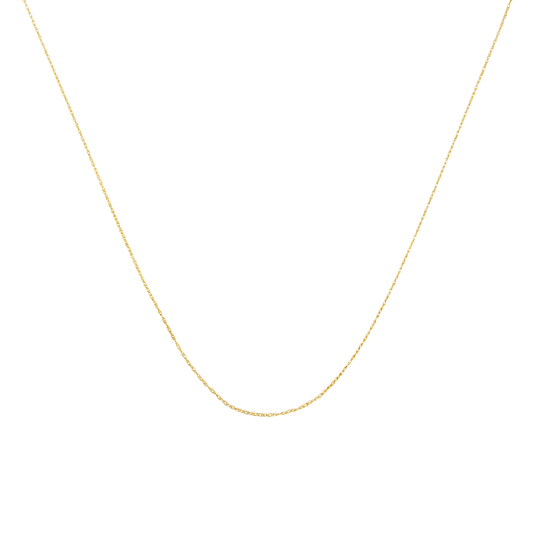 Solid 10K Yellow Gold 0.5mm Slim and Dainty Unisex 18" Rope Chain Necklace