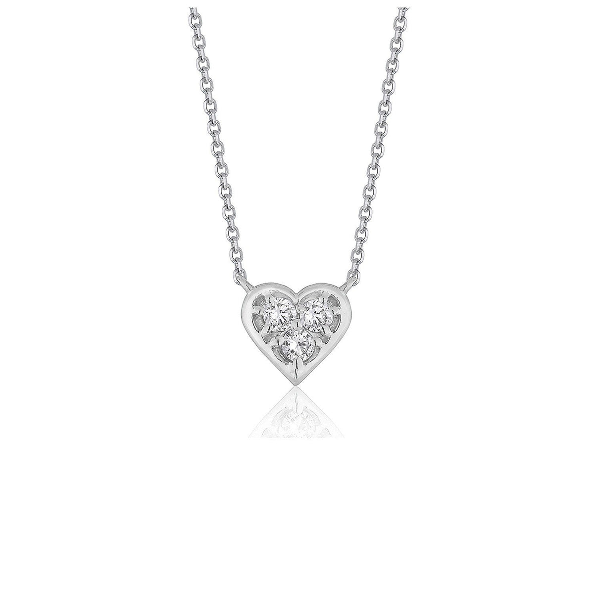 Colgante de oro blanco de 14k con diseño de corazón de diamante