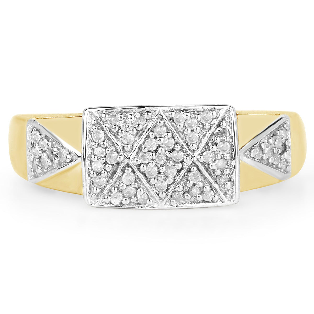 14K Yellow Gold Plated 0.21 Carat Genuine White Diamond .925 Sterling Silver Ring - image 3 of 6