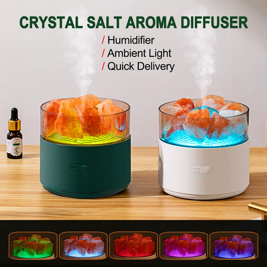 3-in-1 Aromatherapy Diffuser Humidifier - Himalayan Salt Lamp - 7 Color LED Night Light