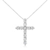 .925 Sterling Silver 1.0 Cttw Prong Set Round-Cut Diamond Cross 18
