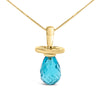 Collar con dije de chupete de cuarzo azul y oro amarillo de 14 quilates - 18 pulgadas