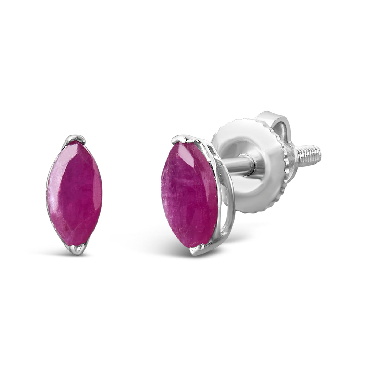 Pendientes de Solitario de Plata Esterlina .925 con Rubí Rosa Creado de 1/2 Quilate