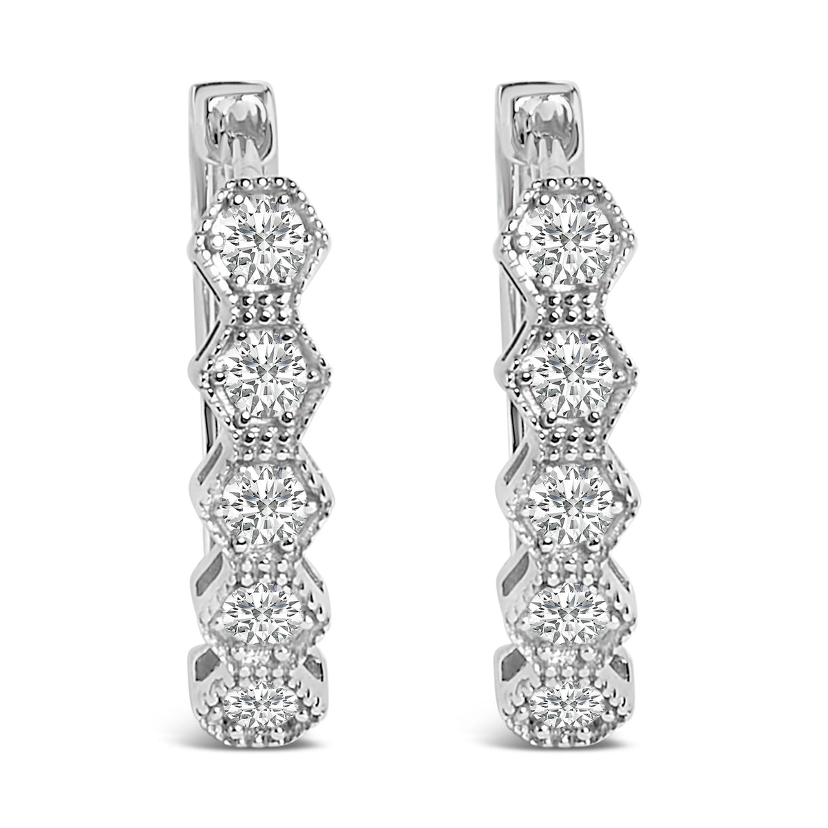 14K Gold 1/2 Cttw Diamond Earring Zig-Zagging Geometric Hoop Earrings (G-H Color, SI1-SI2) - image 2 of 3