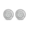 14K Gold 1 3/8 Cttw Diamond Cluster and Double Halo Stud Earring (G-H Color, SI1-SI2 Clarity)