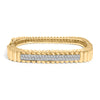 14K Yellow Gold 1 1/4 Cttw Diamond Ribbed Rounded Rectangle Bangle Bracelet (G-H Color, VS2-SI1 Clarity) - 7.75