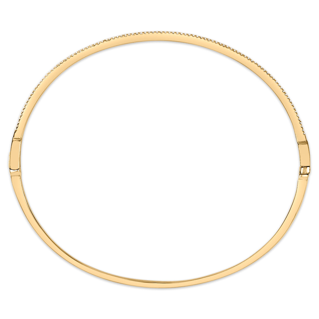 14K Yellow Gold 1/3 Cttw Diamond Half Eternity Bangle Bracelet (I-J Color, I2-I3 Clarity) - 7.75" Inches