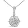 14K White Gold 1 1/5 Cttw Diamond Composite Cluster Pendant Necklace (F-G Color, VS2-SI1 Clarity) - 18