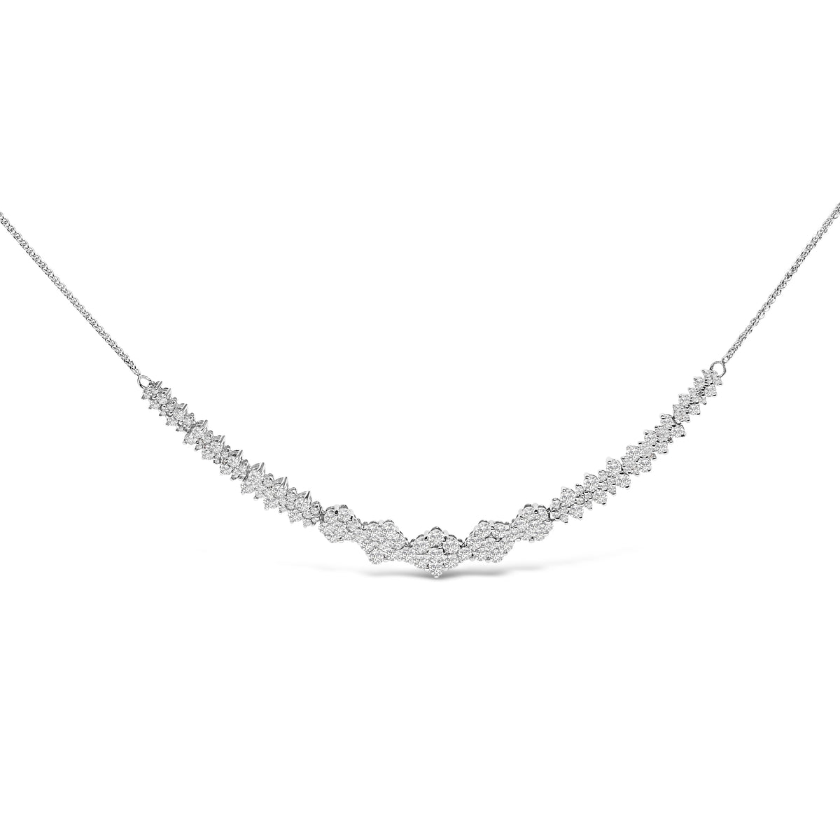 Collar de barra con racimo compuesto de diamantes de 2.00 Cttw en oro blanco de 14K (Color H-I, Claridad I2-I3) - 18" pulgadas