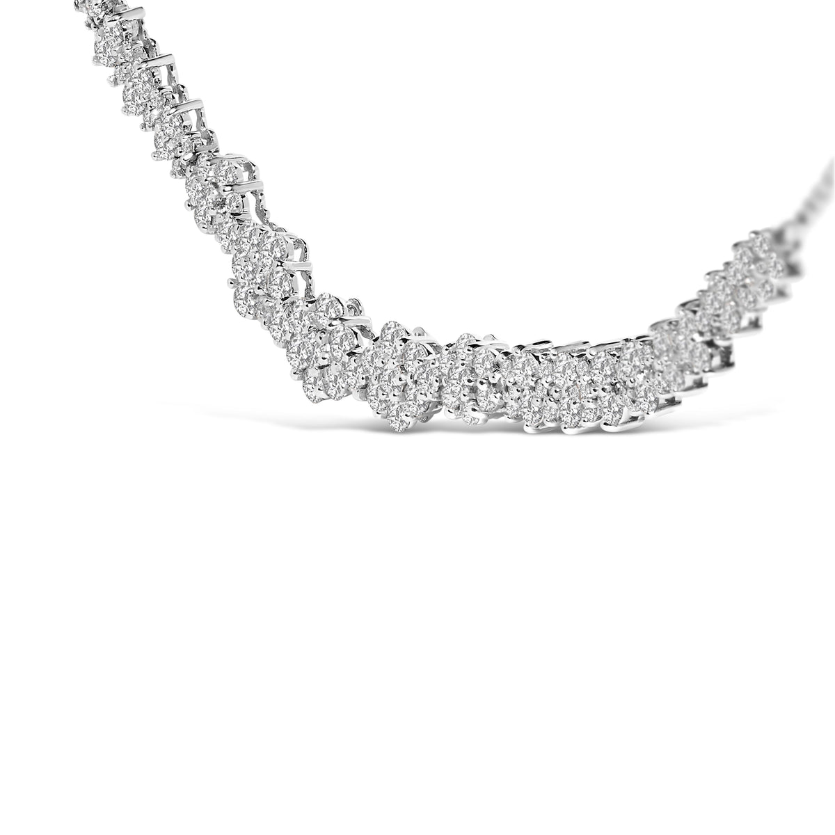 Collar de barra con racimo compuesto de diamantes de 2.00 Cttw en oro blanco de 14K (Color H-I, Claridad I2-I3) - 18" pulgadas