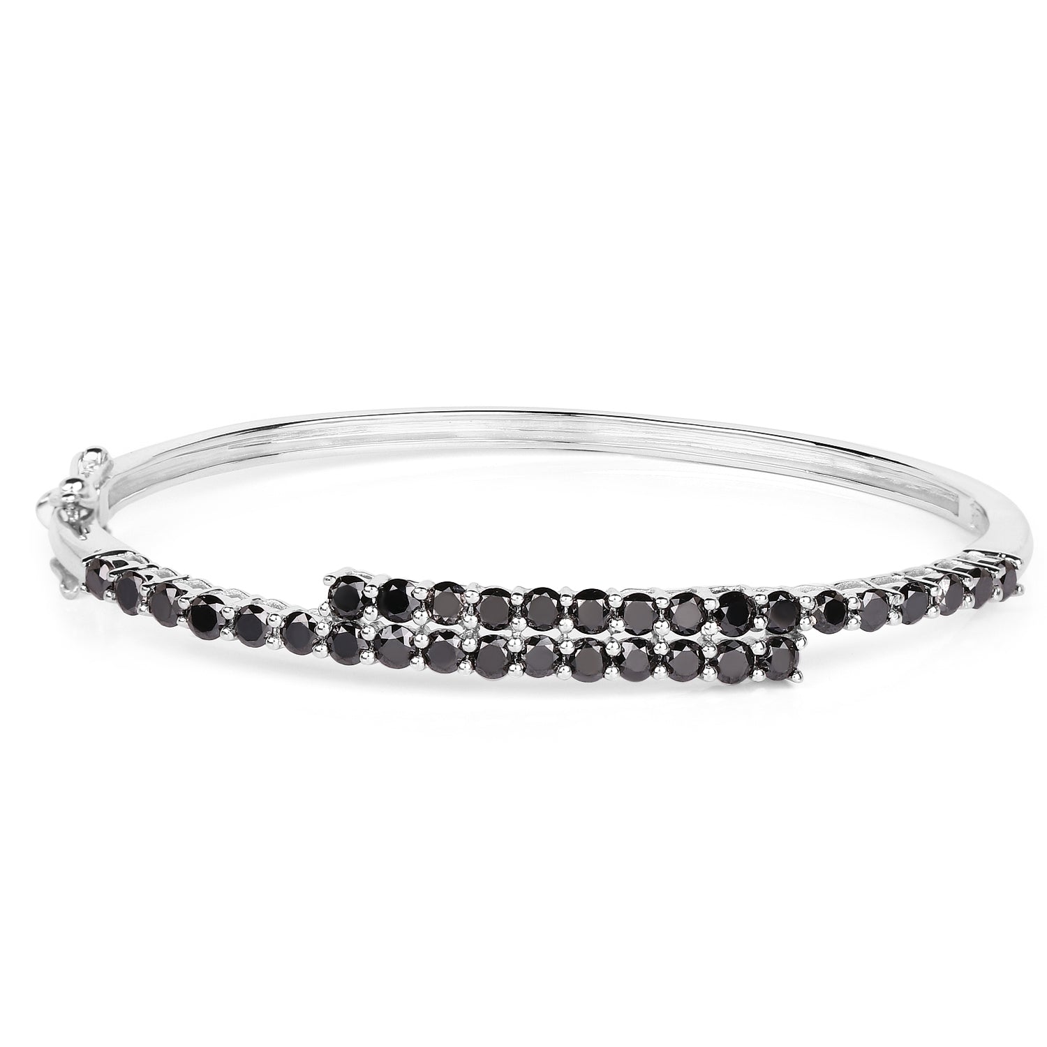 Brazalete de Plata Fina .925 con Diamante Negro Genuino de 4.00 Quilates