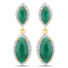 4.21 Carat Dyed Emerald and White Diamond .925 Sterling Silver Earrings