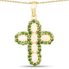 14K Yellow Gold Plated 3.11 Carat Genuine Ethiopian Opal and Chrome Diopside .925 Sterling Silver Pendant
