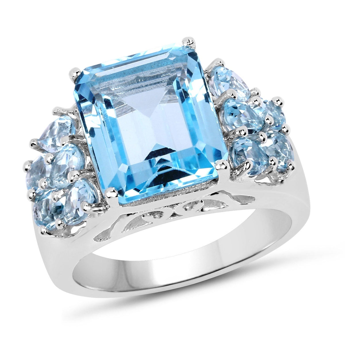 Anillo de plata de ley .925 con topacio azul genuino de 6,50 quilates