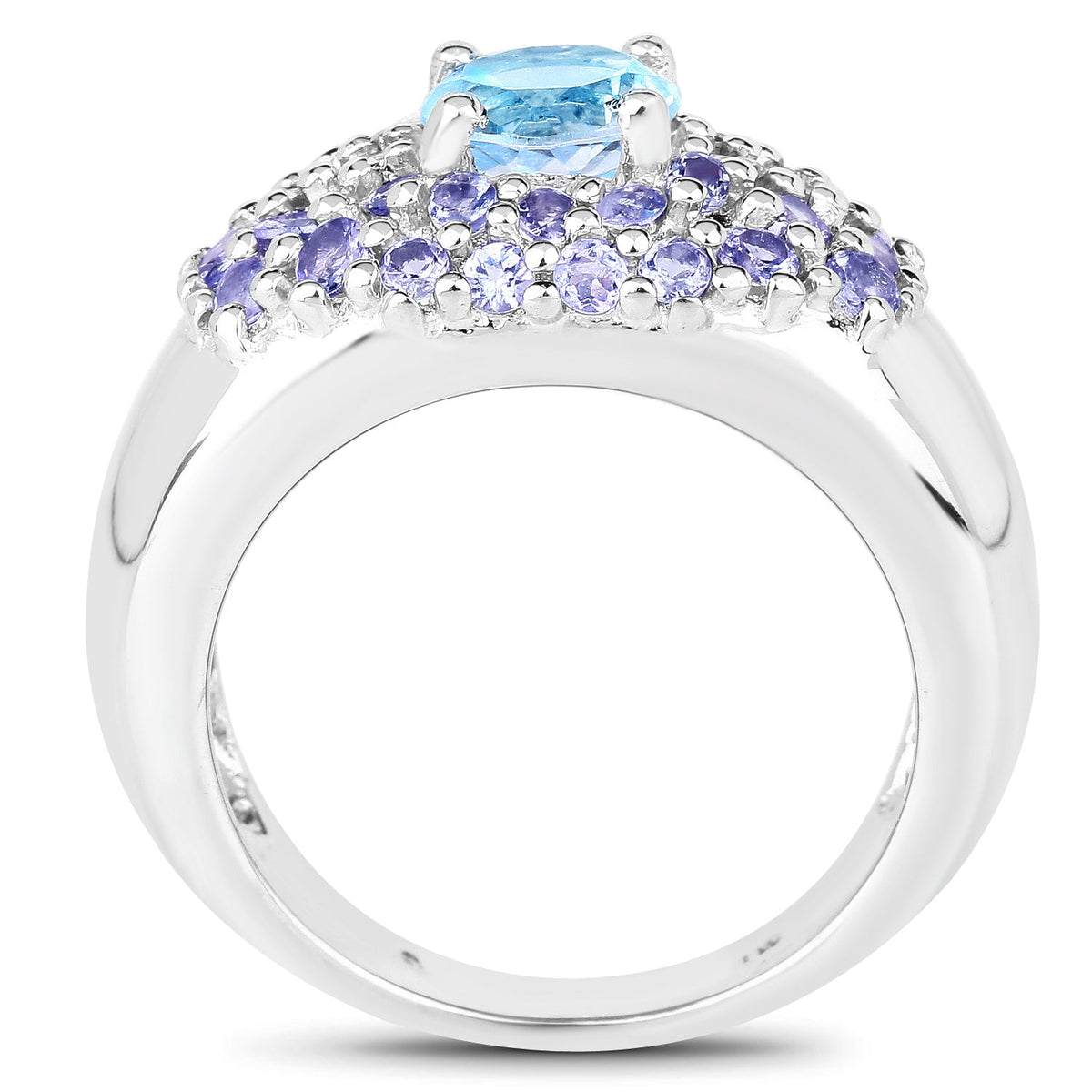 2.78 Carat Genuine Blue Topaz and Tanzanite .925 Sterling Silver Ring