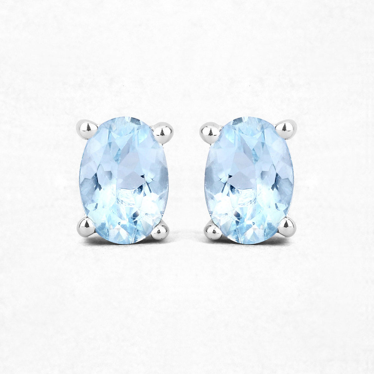 0.72 Carat Genuine Aquamarine .925 Sterling Silver Earrings