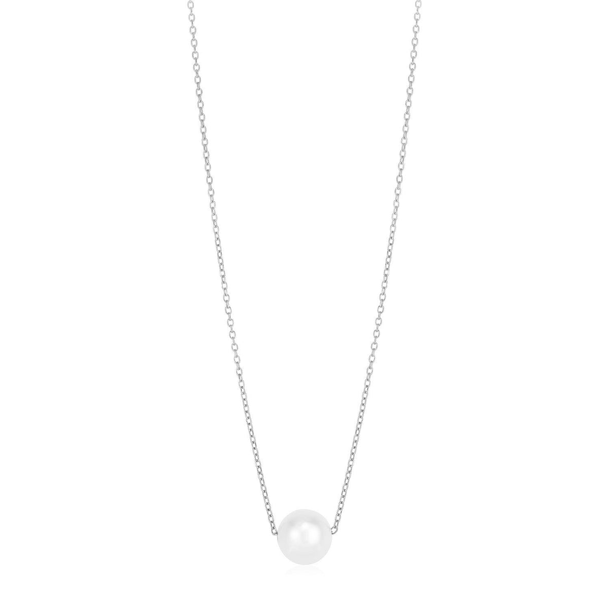Collar con colgante solitario de perla y oro blanco de 14 quilates