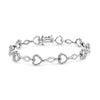 .925 Sterling Silver 1/4 Cttw Round-Cut Diamond Alternating Heart and Leaf Link Bracelet (I-J Color, I3 Clarity) - Size 7.25