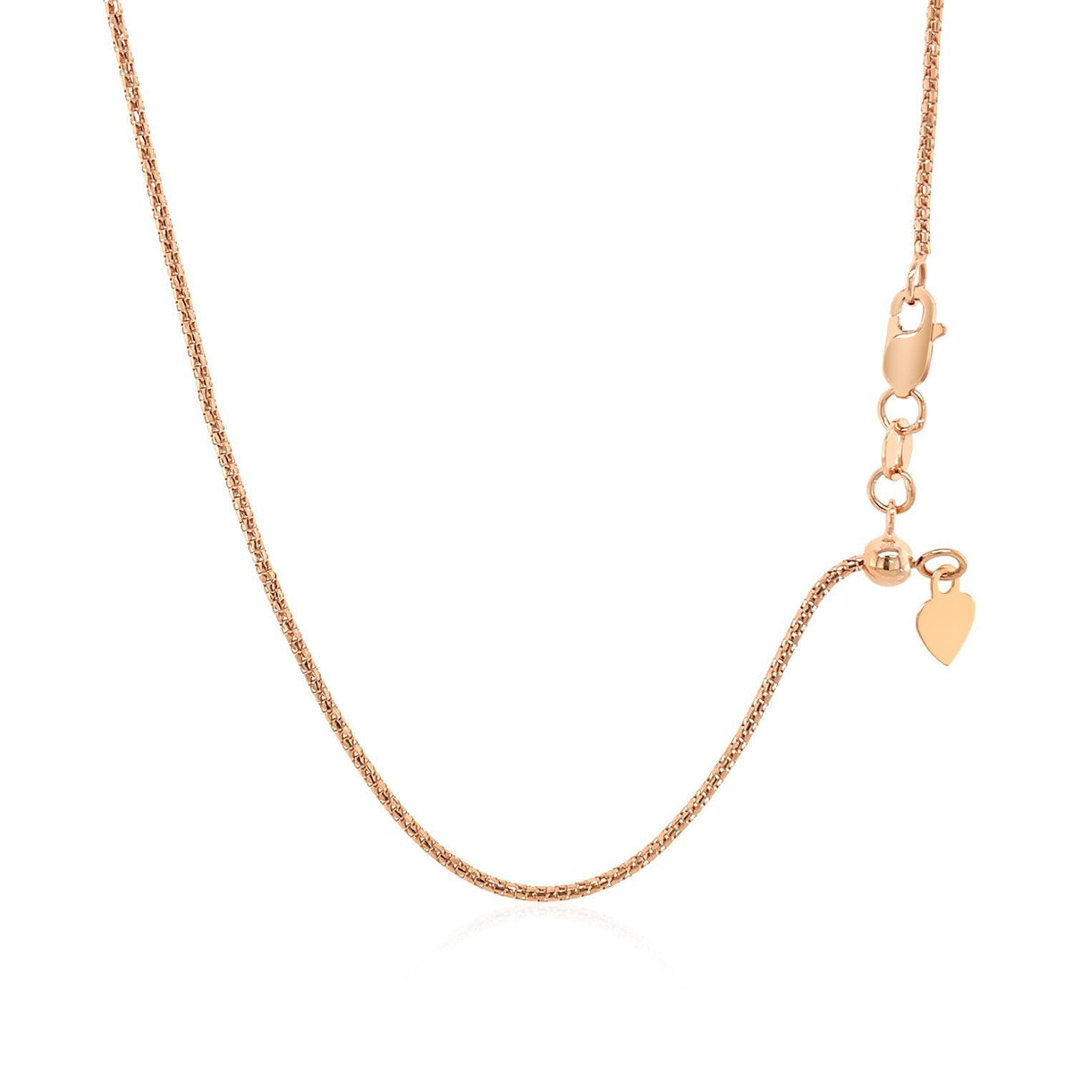 Cadena de palomitas ajustable de oro rosa de 14k y 1,3 mm