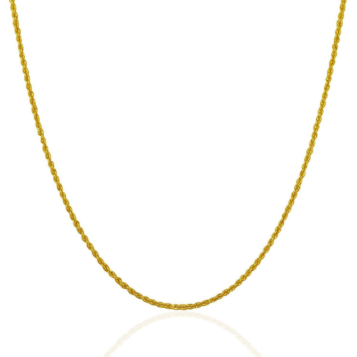 Cadena de oro amarillo macizo de 14k, estilo soga, 1.25mm