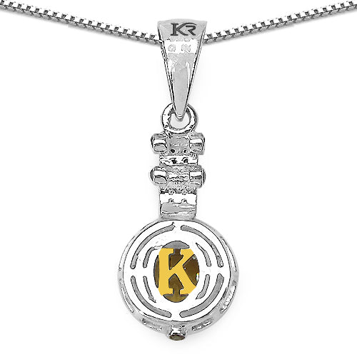 Colgante de plata de ley .925 con citrino genuino de 1,00 quilates, diamante de color champán y diamante blanco