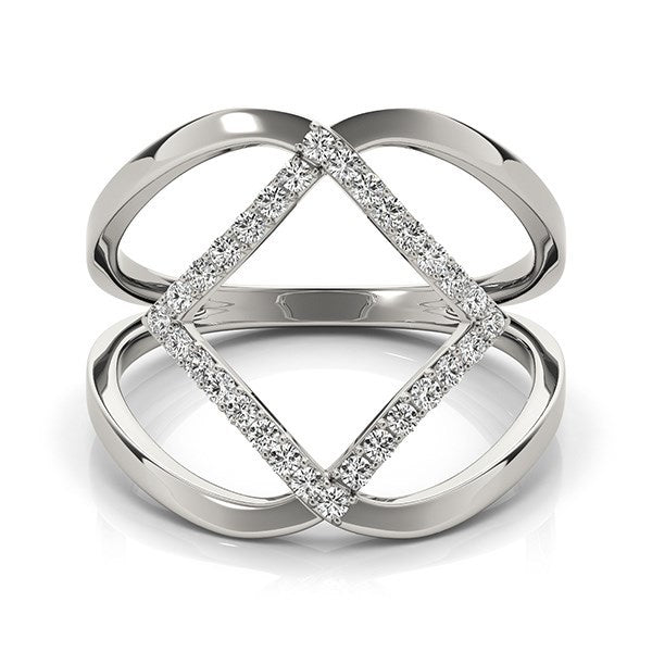 Anillo de diseño entrelazado de oro blanco de 14k con diamante (1/5 qt)