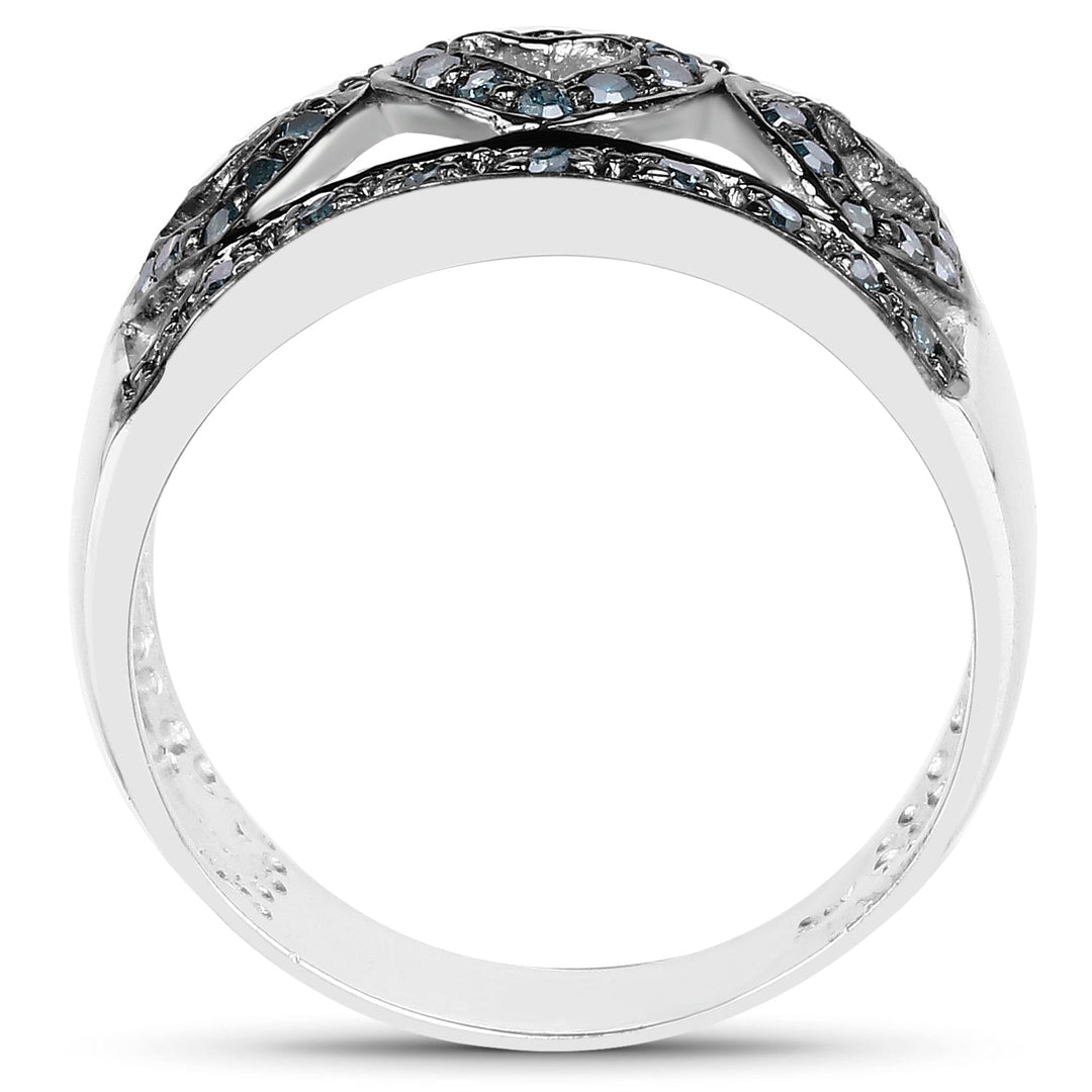 0.32 Carat Genuine Blue Diamond .925 Sterling Silver Ring