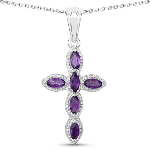 Colgante de plata de ley .925 con amatista genuina de 0,90 quilates