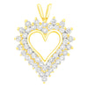 14K Yellow Gold Plated .925 Sterling Silver 3.00 Cttw Round Cut Diamond Cluster Heart 18