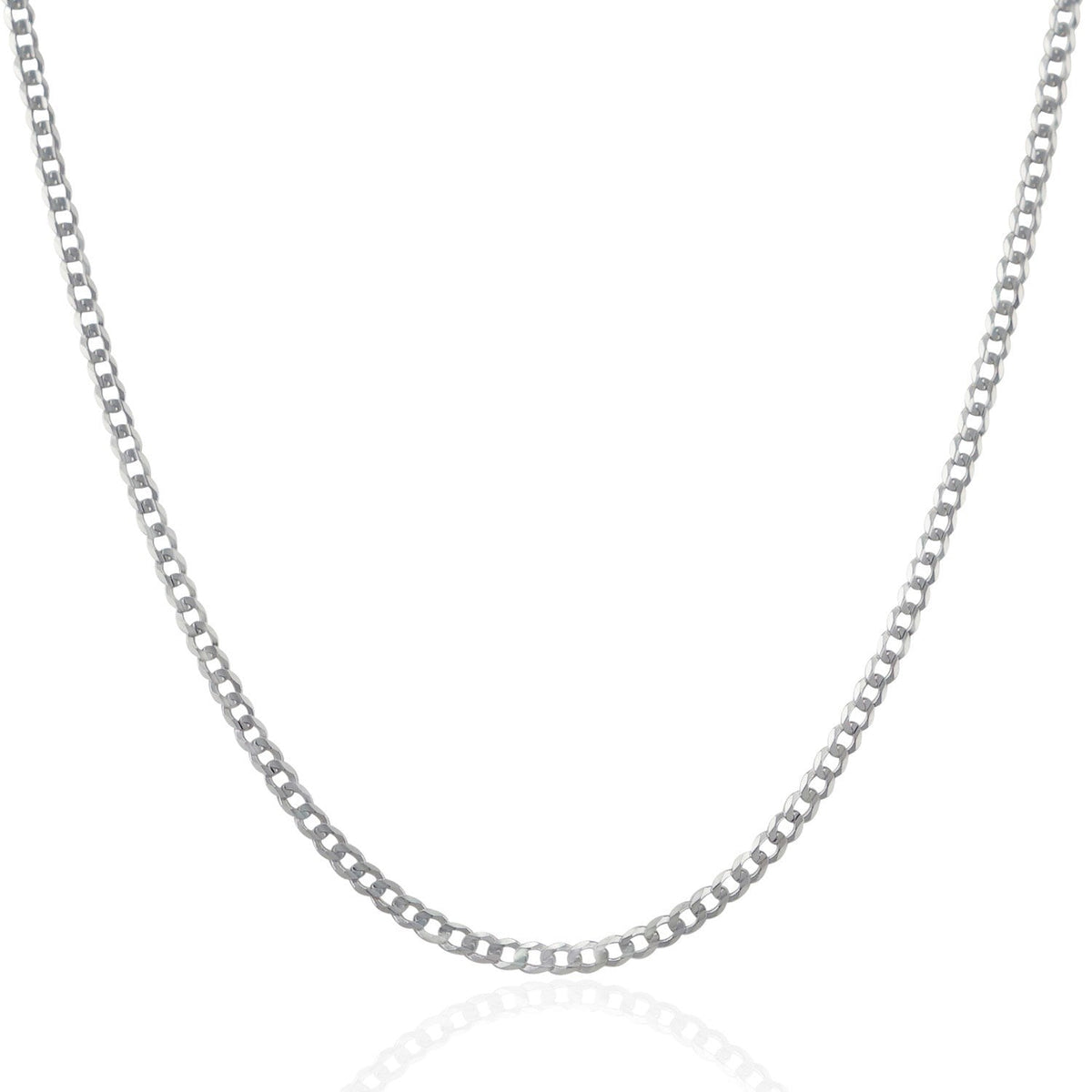 Cadena sólida tipo fígaro de oro blanco de 14k y 2,6 mm