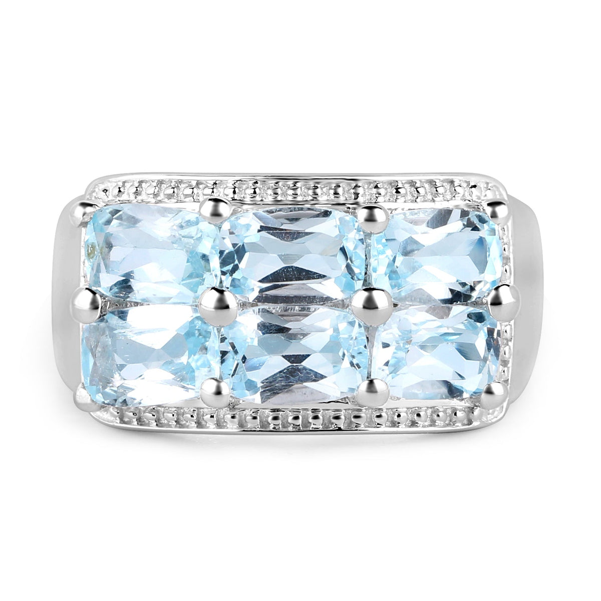 Anillo de Plata Fina .925 con Topacio Azul Genuino de 3.60 Quilates