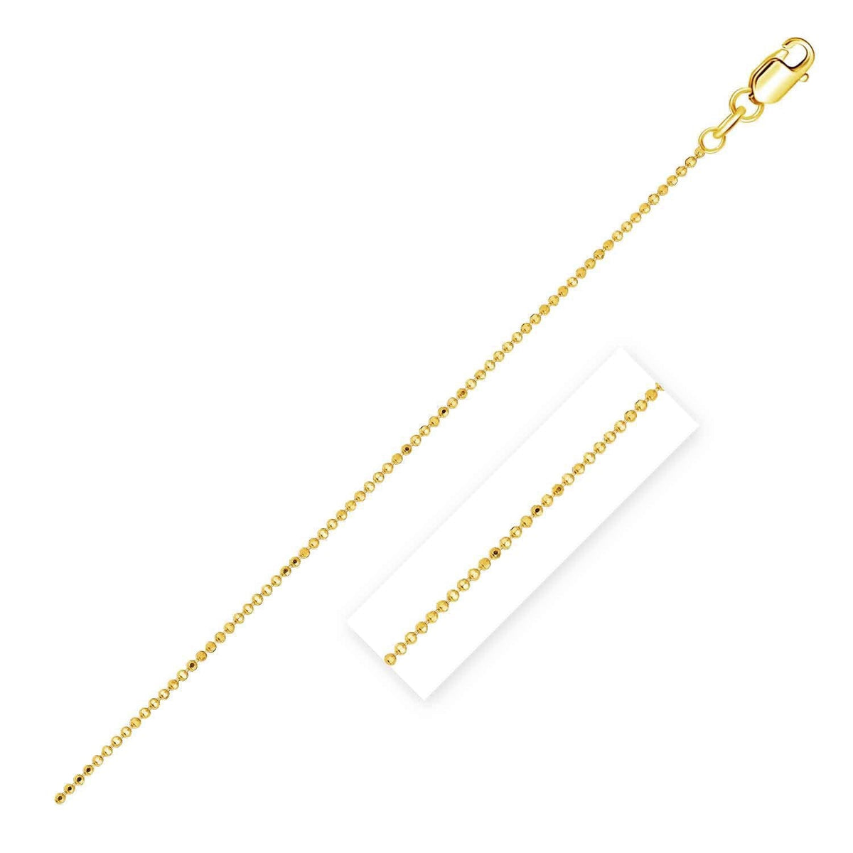 Cadena de oro amarillo de 14k con cuentas facetadas, 1.0mm