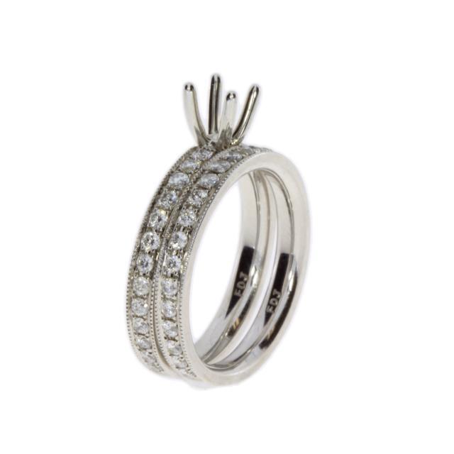 Anillo de compromiso semimontado con diamantes, oro blanco de 14 kt