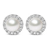 10K White Gold 4.5mm Cultured Freshwater Pearl and 1/7 Cttw Diamond Halo Stud Earring (I-J Color, I1-I2 Clarity)