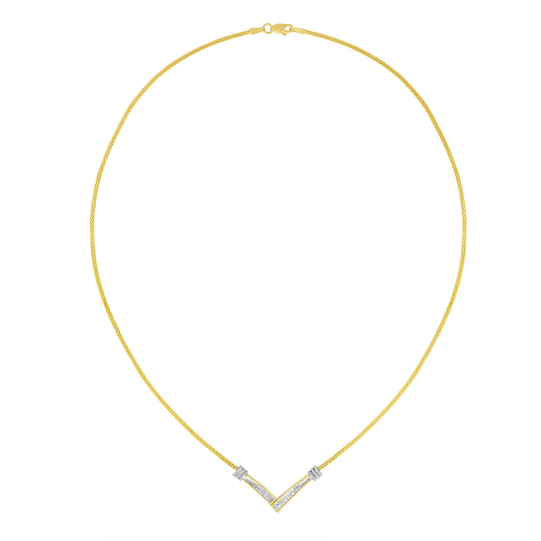 14K Yellow and White Gold 1/4 Cttw Princess Cut Diamond Channel-Set â€œVâ€ Shape 18" Pendant Necklace (H-I Color, SI2-I1 Clarity)