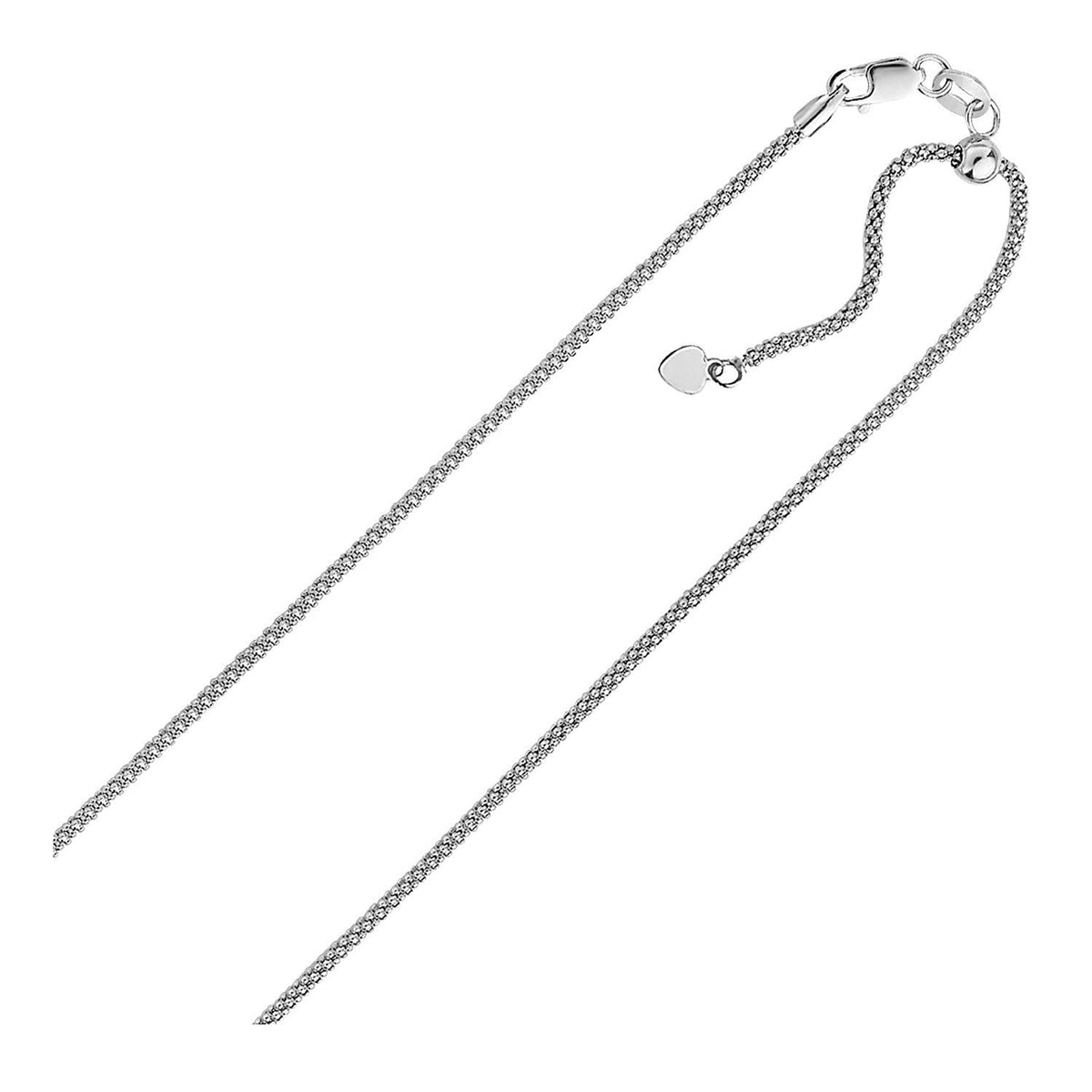 Cadena de Palomitas de Maíz Ajustable de Plata de Ley de 0,8 mm
