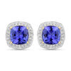 5.98 Carat Genuine Tanzanite and White Diamond 14K Yellow Gold Earrings